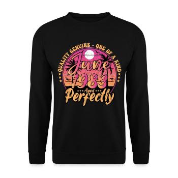 June 1983 anniversary 1983 Retro 1983 June - Unisex Sweatshirt - black - Front - Alina (178cm) & Michal (187cm)