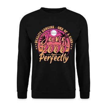 June 2000 anniversary 2000 Retro 2000 June - Unisex Sweatshirt - black - Front - Alina (178cm) & Michal (187cm)