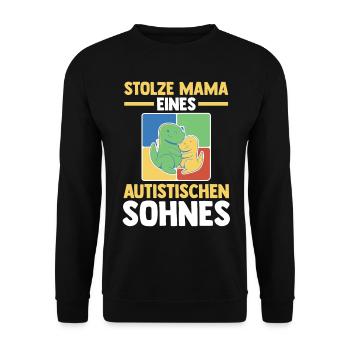 Mama Mutter Sohn Autismus Autist Autisten - Unisex Pullover - Schwarz - Vorne - Alina (178cm) & Michal (187cm)