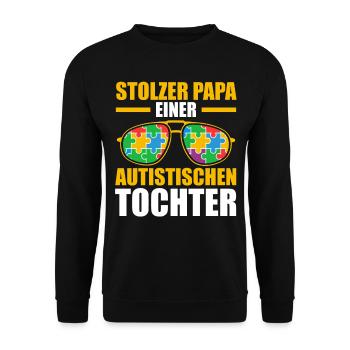 Papa Vater Tochter Autismus Autist Autisten - Unisex Pullover - Schwarz - Vorne - Alina (178cm) & Michal (187cm)