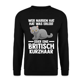Britisch Kurzhaar Katze - Unisex Pullover - Schwarz - Vorne - Alina (178cm) & Michal (187cm)
