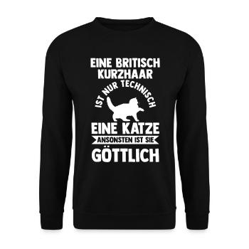 Britisch Kurzhaar Katze - Unisex Pullover - Schwarz - Vorne - Alina (178cm) & Michal (187cm)