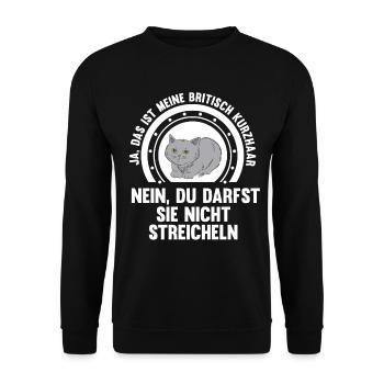 Britisch Kurzhaar Katze - Unisex Pullover - Schwarz - Vorne - Alina (178cm) & Michal (187cm)
