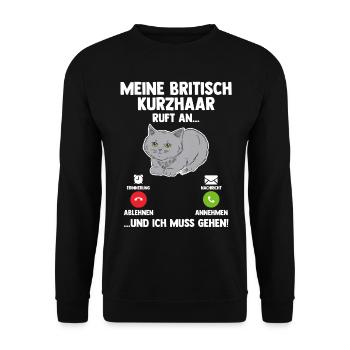 Britisch Kurzhaar Katze - Unisex Pullover - Schwarz - Vorne - Alina (178cm) & Michal (187cm)