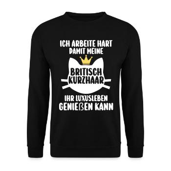 Britisch Kurzhaar Katze - Unisex Pullover - Schwarz - Vorne - Alina (178cm) & Michal (187cm)