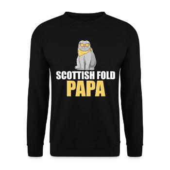 Scottish Fold Katze - Unisex Pullover - Schwarz - Vorne - Alina (178cm) & Michal (187cm)