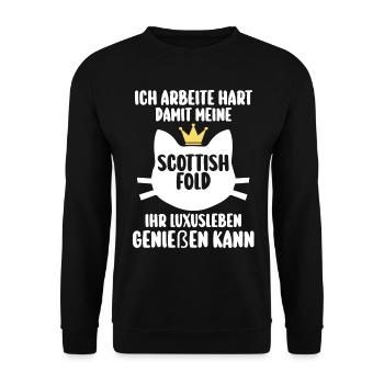 Scottish Fold Katze - Unisex Pullover - Schwarz - Vorne - Alina (178cm) & Michal (187cm)