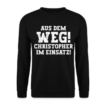 Christopher Lustiger Spruch Vorname Name Christoph - Unisex Pullover - Schwarz - Vorne - Alina (178cm) & Michal (187cm)