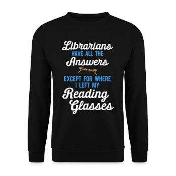 Bibliothekar Bücherwurm Bücherfreak Lesebibliothek - Unisex Pullover - Schwarz - Vorne - Alina (178cm) & Michal (187cm)