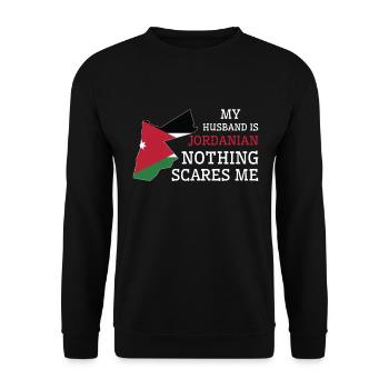 Rien ne me fait peur Mon mari est jordanien - Sweat-shirt Unisexe - noir - Devant - Alina (178cm) & Michal (187cm)