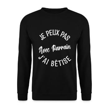 Cadeau Parrain, Cadeau futur parrain. - Sweat-shirt Unisexe - noir - Devant - Alina (178cm) & Michal (187cm)