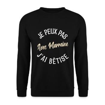 Cadeau Marraine. cadeau ma marraine d'amour. - Sweat-shirt Unisexe - noir - Devant - Alina (178cm) & Michal (187cm)