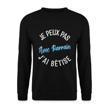 Cadeau Parrain, Cadeau futur parrain. - Sweat-shirt Unisexe - noir - Devant - Alina (178cm) & Michal (187cm)