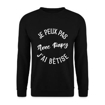 Cadeau Papy, Cadeau grand-père. papi de l'année. - Sweat-shirt Unisexe - noir - Devant - Alina (178cm) & Michal (187cm)