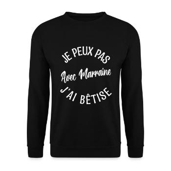 Cadeau Marraine. cadeau ma marraine d'amour. - Sweat-shirt Unisexe - noir - Devant - Alina (178cm) & Michal (187cm)