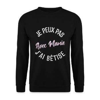 Cadeau mamie. Cadeau grand-mère. mamie de l'année. - Sweat-shirt Unisexe - noir - Devant - Alina (178cm) & Michal (187cm)