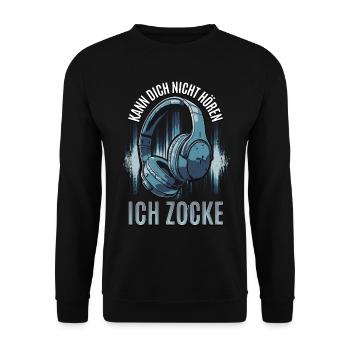 Kann Dich Nicht Hören Ich Zocke - Gaming Headset - Unisex Pullover - Schwarz - Vorne - Alina (178cm) & Michal (187cm)