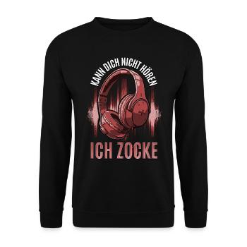 Kann Dich Nicht Hören Ich Zocke - Gaming Headset - Unisex Pullover - Schwarz - Vorne - Alina (178cm) & Michal (187cm)