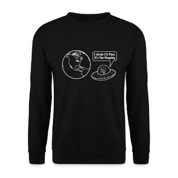 Space Alien Astronomy Alien Spaceship Comic - Unisex Sweatshirt - black - Front - Alina (178cm) & Michal (187cm)