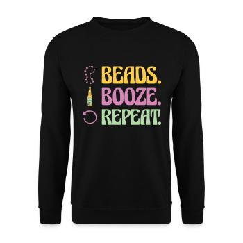 Mardi Gras Carnival Drinking Beer Beads Festival - Unisex Sweatshirt - black - Front - Alina (178cm) & Michal (187cm)