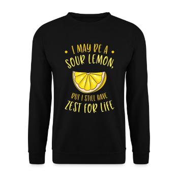 Zitrone Frucht Limonade Zitrusfrüchte - Unisex Pullover - Schwarz - Vorne - Alina (178cm) & Michal (187cm)