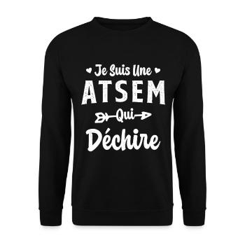 Je suis une ATSEM qui déchire Idée Cadeau Atsem - Sweat-shirt Unisexe - noir - Devant - Alina (178cm) & Michal (187cm)