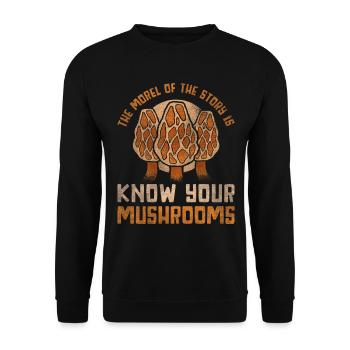 La morille de l’histoire est de connaître vos champignons - Sweat-shirt Unisexe - noir - Devant - Alina (178cm) & Michal (187cm)