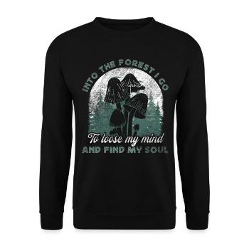 Into The Forest I Go Foraging Mushroom Hunting - Unisex Pullover - Schwarz - Vorne - Alina (178cm) & Michal (187cm)