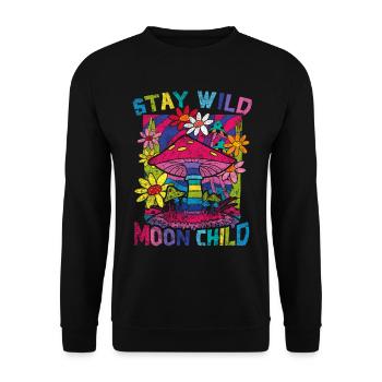 Stay Wild Moon Child Hippie Mushroom - Unisex Sweatshirt - black - Front - Alina (178cm) & Michal (187cm)