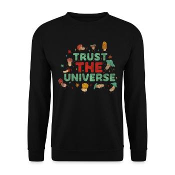 Trust The Universe Hippie Mushroom - Unisex Sweatshirt - black - Front - Alina (178cm) & Michal (187cm)