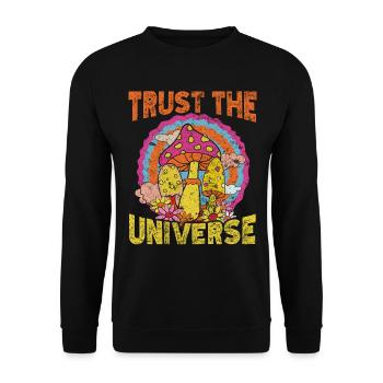Faites confiance à l’univers Hippie Mushroom - Sweat-shirt Unisexe - noir - Devant - Alina (178cm) & Michal (187cm)