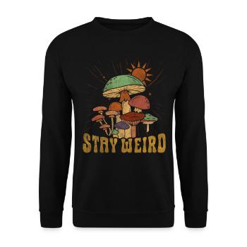 Stay Weird Hippie Mushroom - Unisex Pullover - Schwarz - Vorne - Alina (178cm) & Michal (187cm)