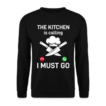 La cuisine appelle I Must Go Funny Chefs & Coo - Sweat-shirt Unisexe - noir - Devant - Alina (178cm) & Michal (187cm)