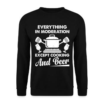 Tout avec modération sauf la cuisine et la bière B - Sweat-shirt Unisexe - noir - Devant - Alina (178cm) & Michal (187cm)