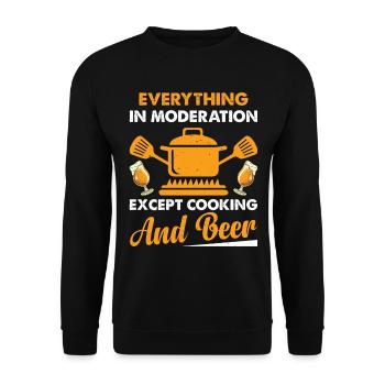 Tout avec modération sauf la cuisine et la bière m - Sweat-shirt Unisexe - noir - Devant - Alina (178cm) & Michal (187cm)