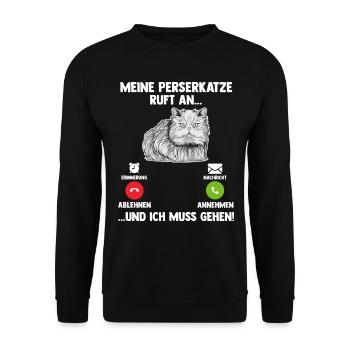 Persakatze Katze - Unisex Pullover - Schwarz - Vorne - Alina (178cm) & Michal (187cm)