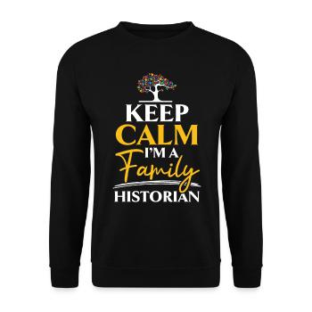 Keeping calm I am a family historian Genea - Unisex Sweatshirt - black - Front - Alina (178cm) & Michal (187cm)