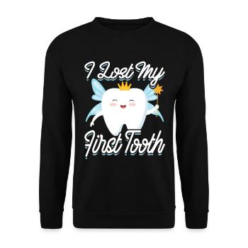 I lost my first tooth Tooth Fairy - Unisex Sweatshirt - black - Front - Alina (178cm) & Michal (187cm)