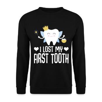I lost my first tooth Tooth Fairy - Unisex Sweatshirt - black - Front - Alina (178cm) & Michal (187cm)
