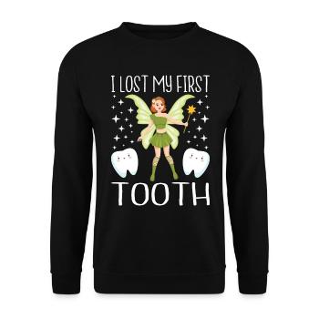 I lost my first tooth Tooth Fairy - Unisex Sweatshirt - black - Front - Alina (178cm) & Michal (187cm)
