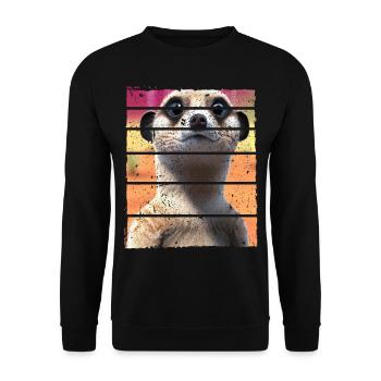 Meerkat Cute Mongoose Motif Retro Vintage - Unisex Sweatshirt - black - Front - Alina (178cm) & Michal (187cm)