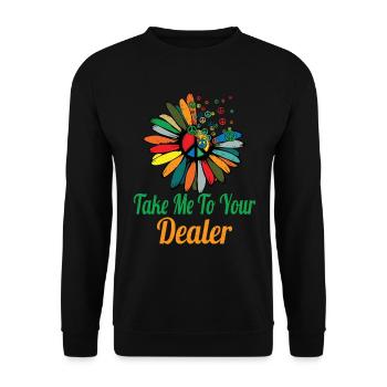 Hippie Peace Zeichen Frieden Blumen Blumenkind - Unisex Pullover - Schwarz - Vorne - Alina (178cm) & Michal (187cm)