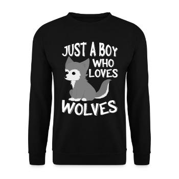 Nur Ein Junge, Der Wölfe Liebt Werwolf Wolf - Unisex Pullover - Schwarz - Vorne - Alina (178cm) & Michal (187cm)