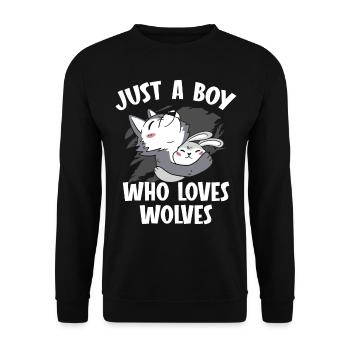 Nur Ein Junge, Der Wölfe Liebt Werwolf Wolf - Unisex Pullover - Schwarz - Vorne - Alina (178cm) & Michal (187cm)