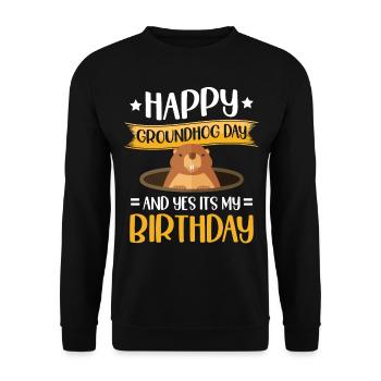 Alles Gute Zum Murmeltiertag Und Ja, Es Ist Mein - Unisex Pullover - Schwarz - Vorne - Alina (178cm) & Michal (187cm)