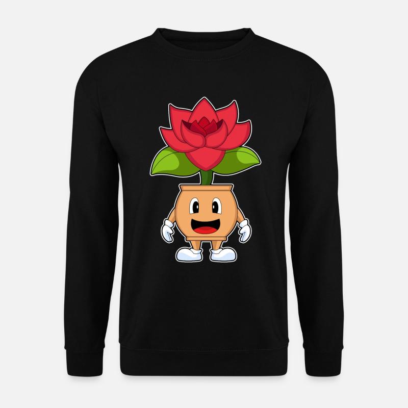 Flowerpot Rose Flowers - Unisex Sweatshirt - black