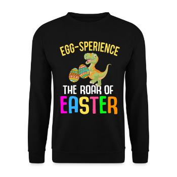 Easter T-rex Dinosaur Rabbit Easter Holiday - Unisex Sweatshirt - black - Front - Alina (178cm) & Michal (187cm)