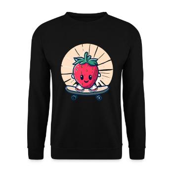 Strawberry skateboard in sunset - Unisex Sweatshirt - black - Front - Alina (178cm) & Michal (187cm)