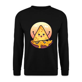 Nacho chip in creamy cheese bath - Unisex Sweatshirt - black - Front - Alina (178cm) & Michal (187cm)