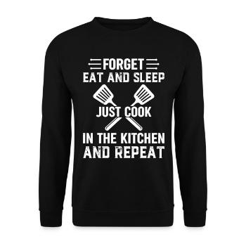 Oubliez de manger et de dormir Cuisinez dans la cuisine et ré - Sweat-shirt Unisexe - noir - Devant - Alina (178cm) & Michal (187cm)